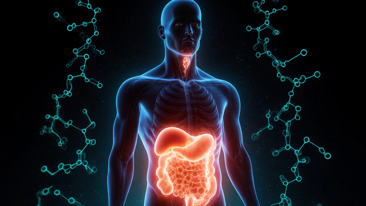 Silhouette mit gespeicherten THC-Metaboliten in Fettzellen, die langsam freigesetzt werden.