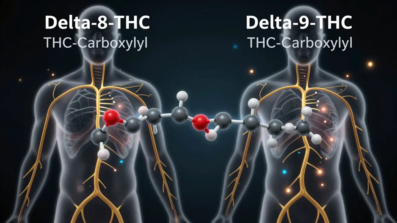 Zwei Cannabinoid-Moleküle verwandeln sich in denselben Metaboliten im Körper