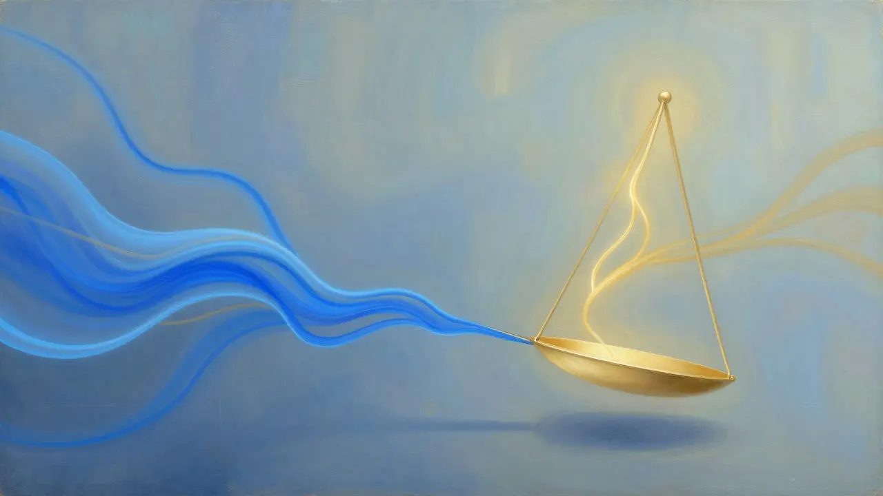 Abstrakte Waage aus leuchtenden Linien symbolisiert Körperfunktionen