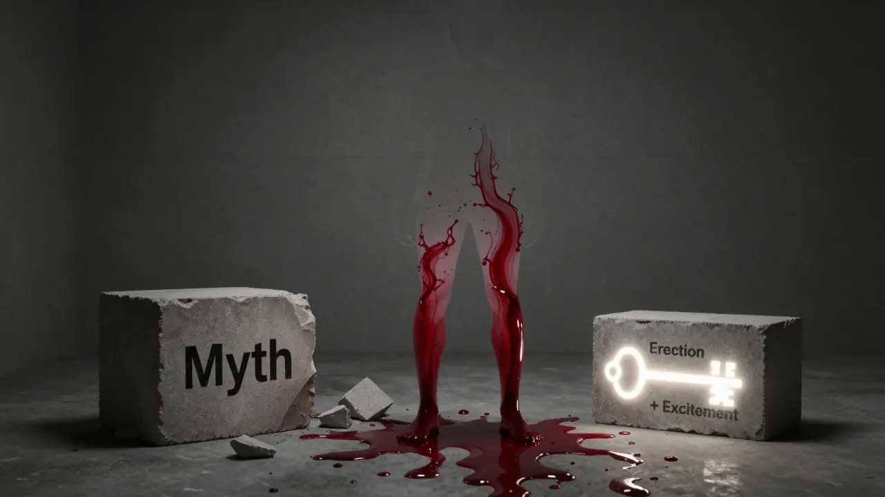 Ein durchscheinender Mann mit fließendem Blutstrom, symbolisiert die Wirkung von Viagra bei Erregung.