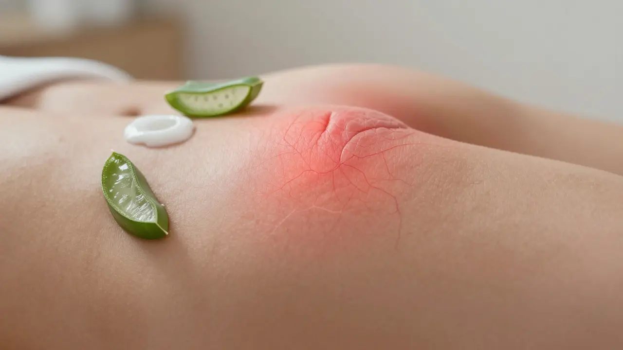 Eine detaillierte Ansicht der Haut mit subtiler Durchblutungssteigerung durch CBD-Anwendung.