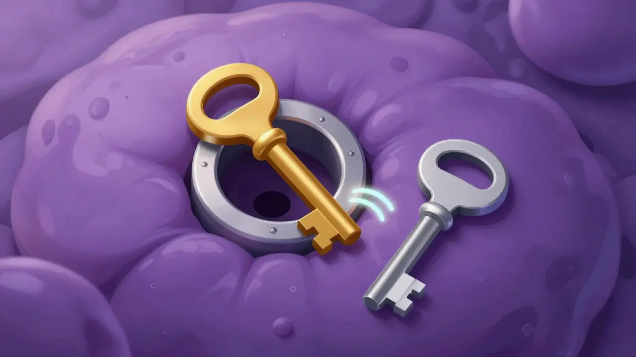 Konzeptbild eines Schlüssel-Schloss-Mechanismus bei Rezeptoren.