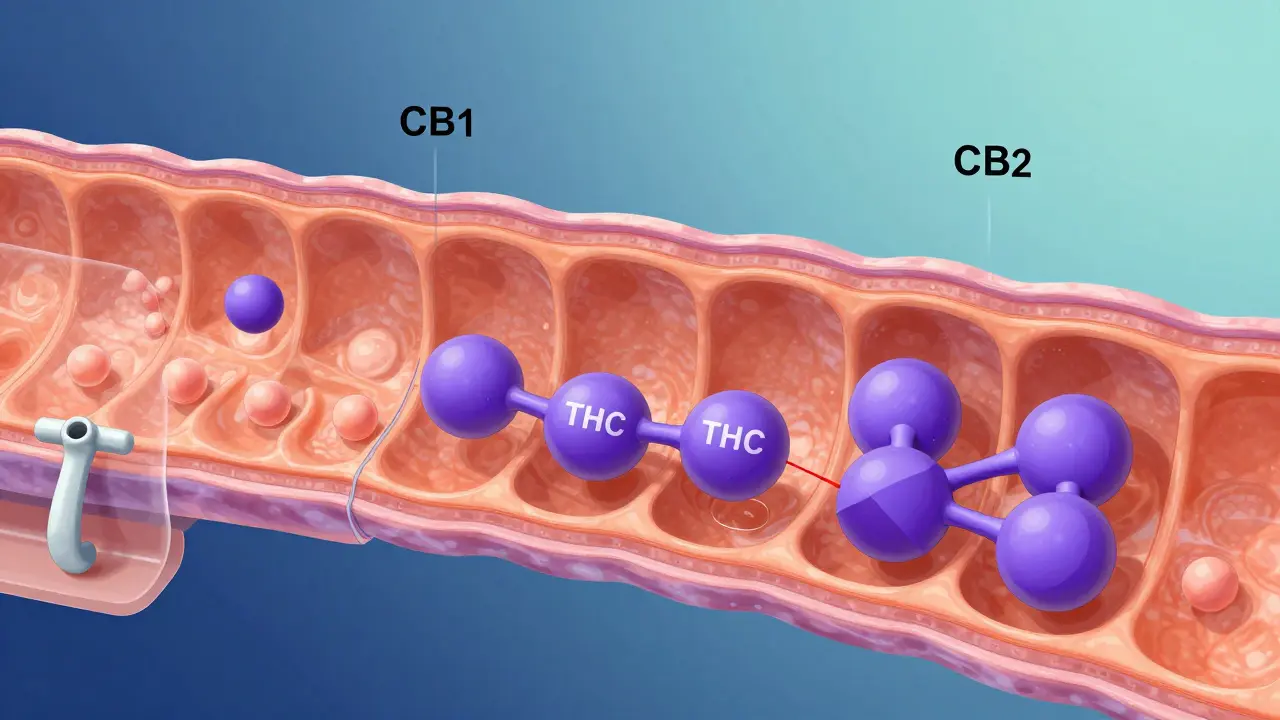 Molekulare Darstellung des Endocannabinoid-Systems mit Rezeptoren