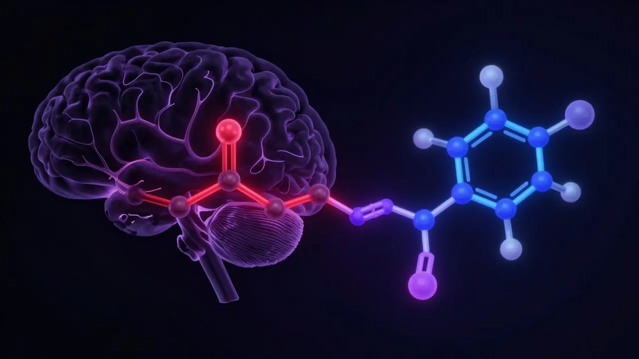 Molekulare Darstellung von THCP und THC, die an CB1-Rezeptoren im Gehirn binden.