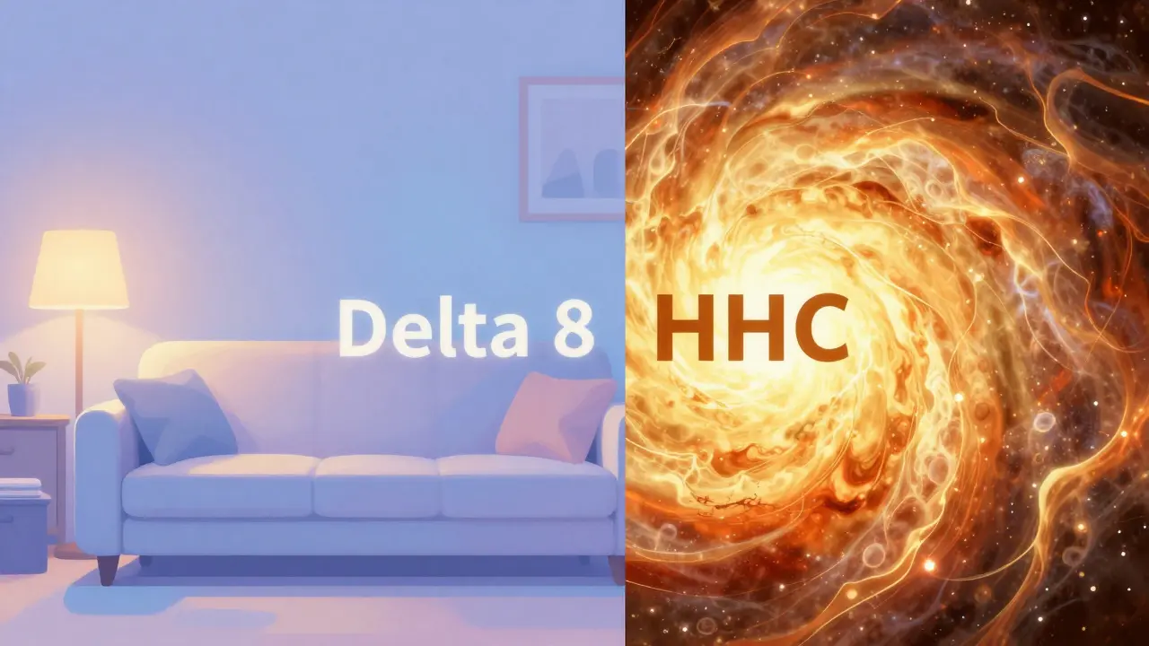 Vergleich zwischen der entspannenden Wirkung von Delta 8 und der euphorisierenden Wirkung von HHC