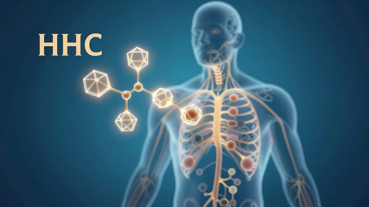 Abstrakte Darstellung von Molekülbindung im Endocannabinoid-System