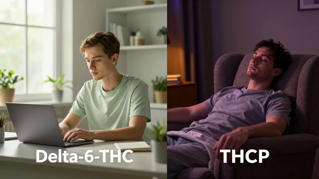 Kontrast zwischen klarem Fokus (Delta-6) und tiefer Entspannung (THCP)