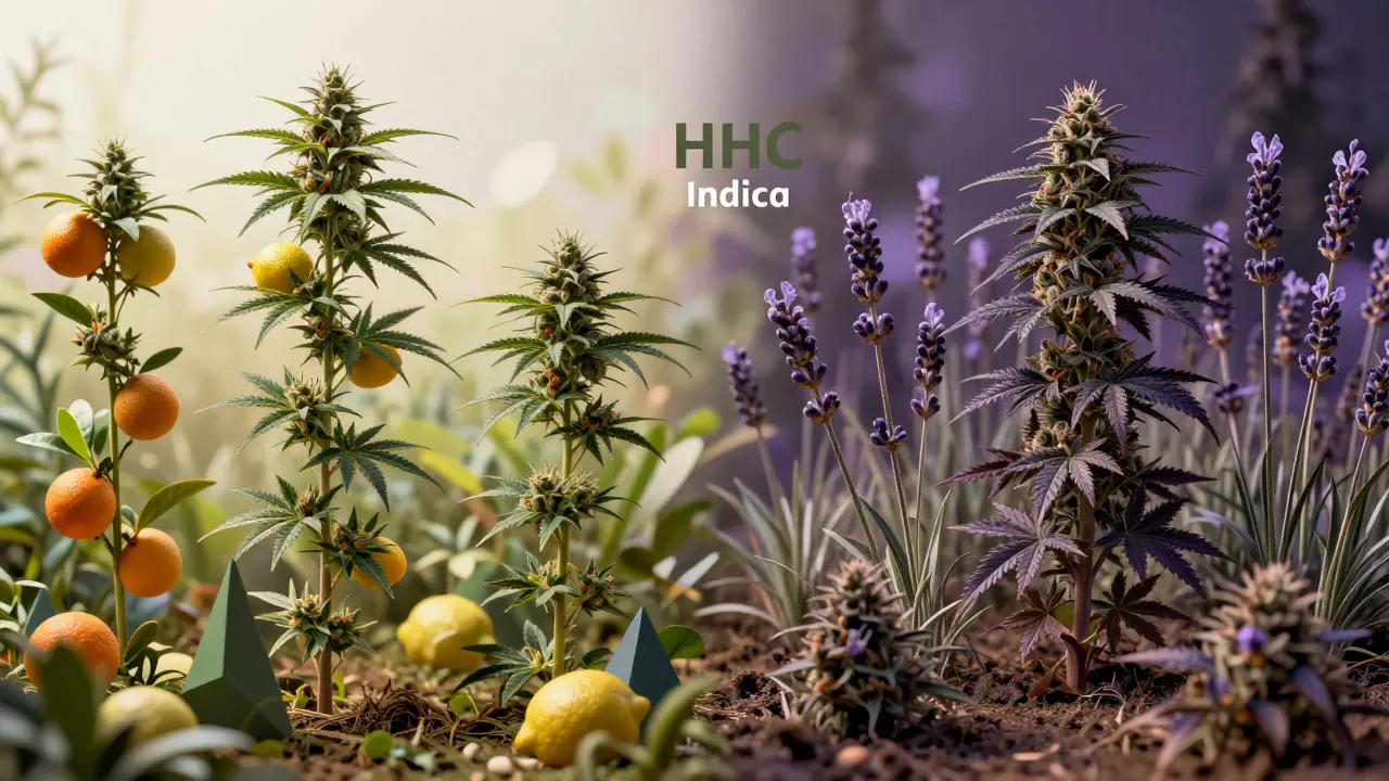 Split scene contrasting bright Sativa energy with dark Indica calm