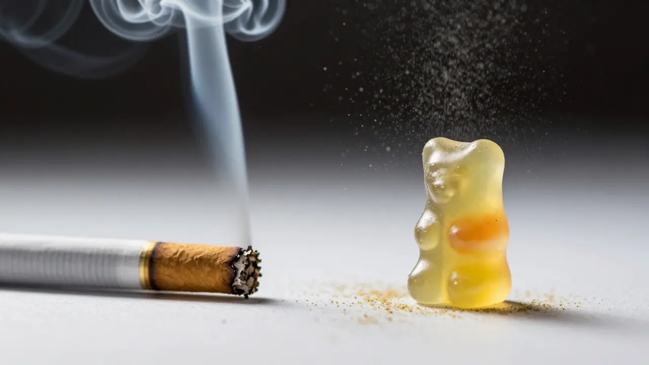 Vergleich der schnellen Wirkung von Zigarettenrauch mit der langsamen Aufnahme von CBD-Gummis