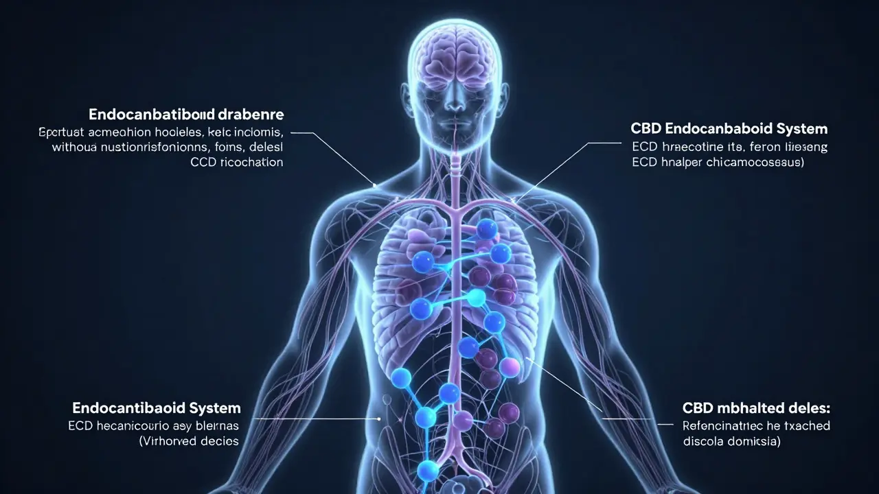 Abstrakte Darstellung des Endocannabinoid-Systems im Körper