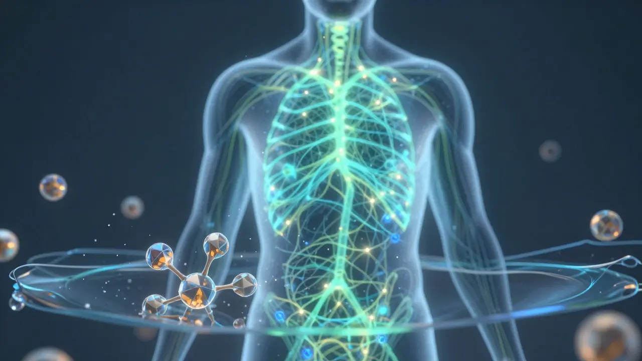 Abstrakte Darstellung des Endocannabinoidsystems im Körper