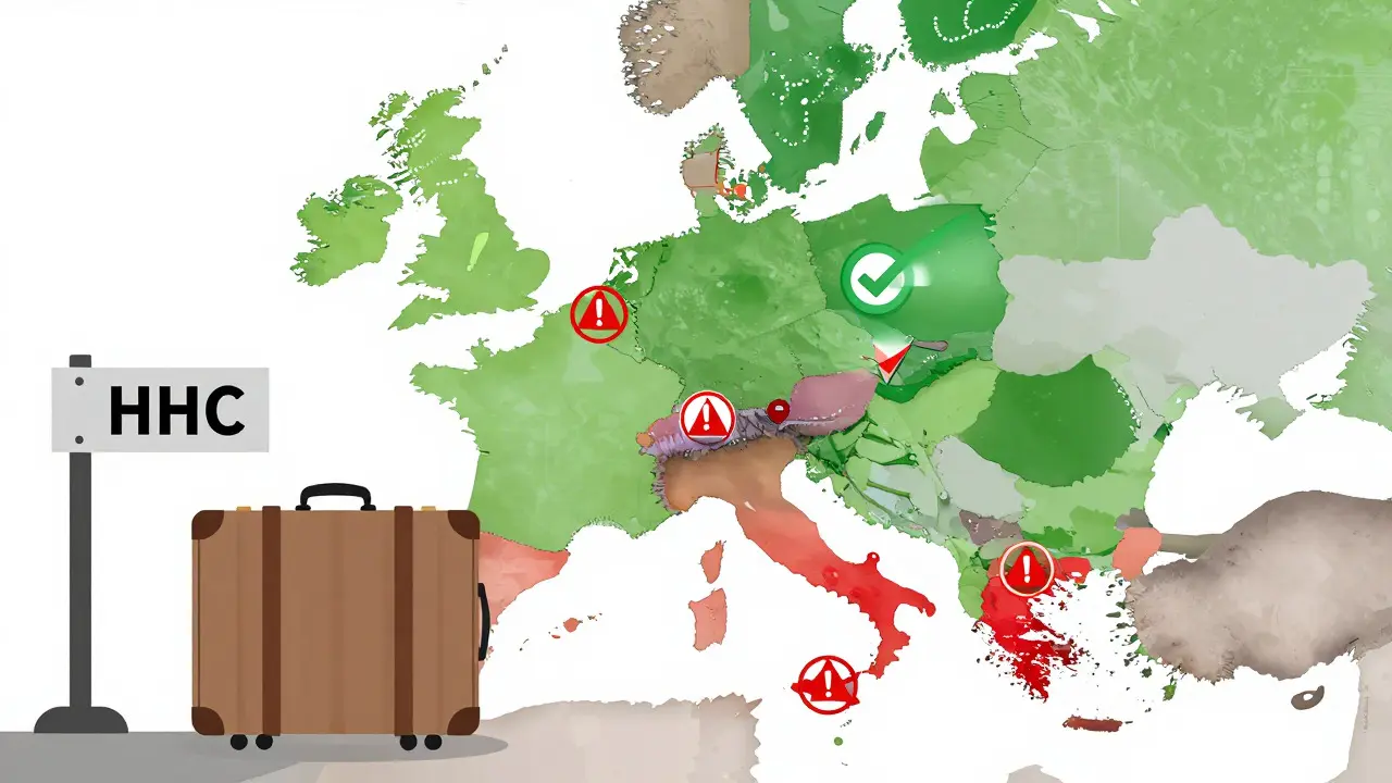 Europa-Karte mit Verkehrszeichen für legale und verbotene Zonen