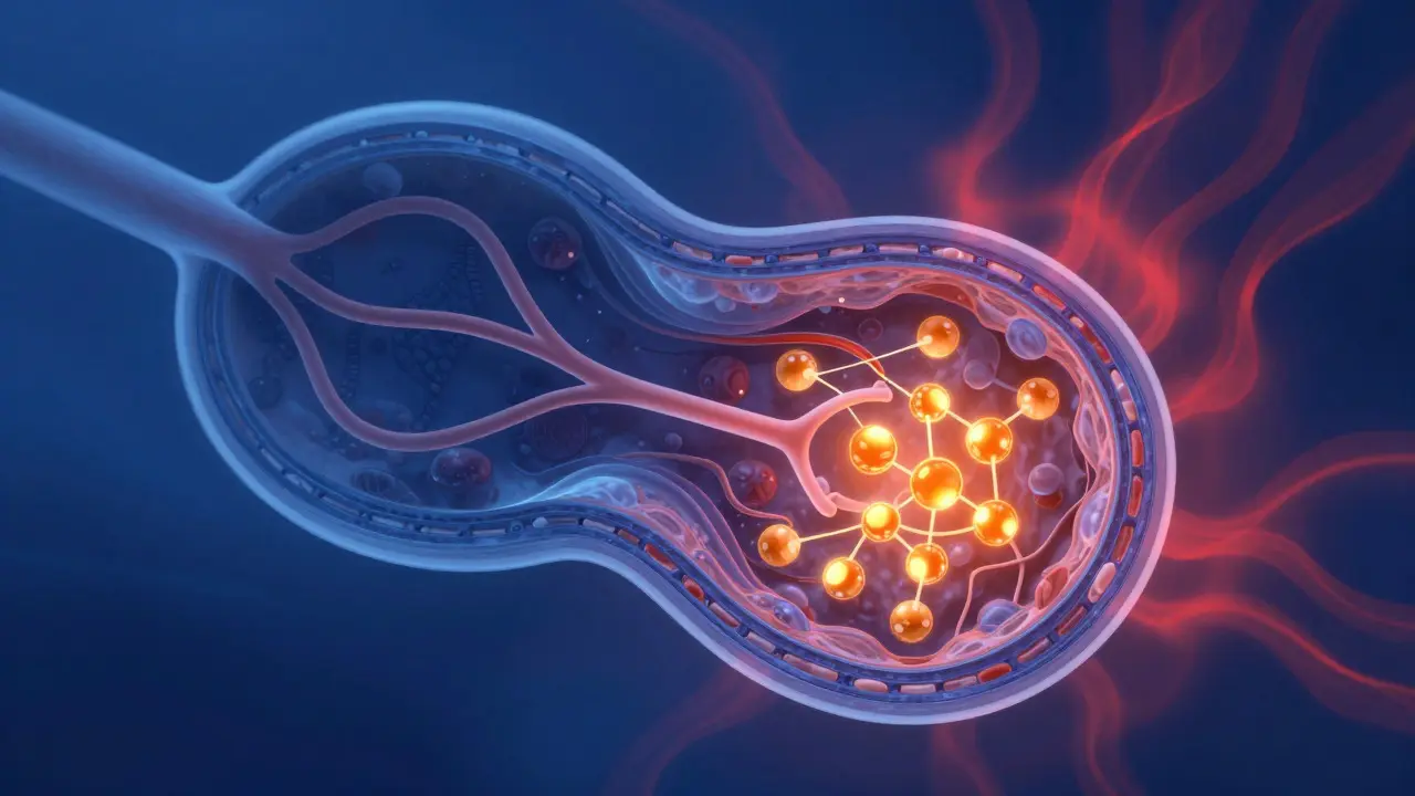 Konzeptionelle Darstellung von CBD-Molekülen, die oxidativen Stress in den Hoden reduzieren
