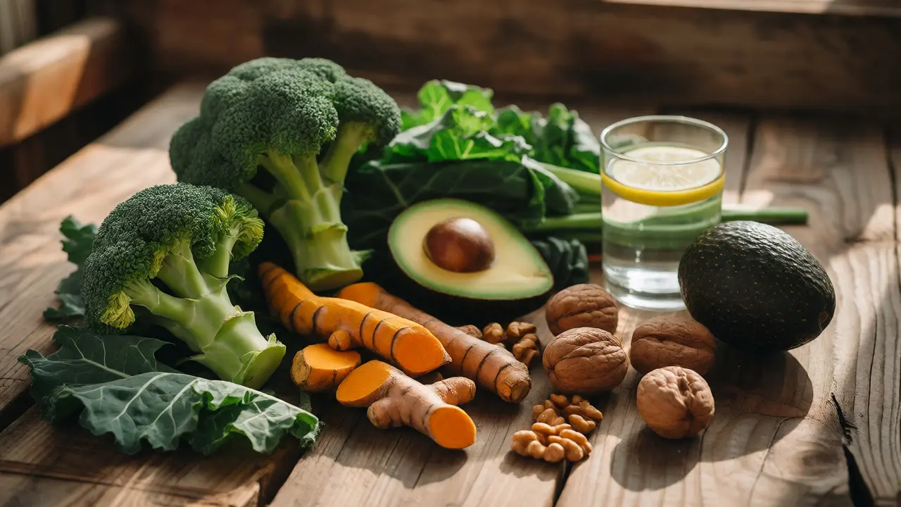Gesunde Lebensmittel wie Brokkoli und Avocado