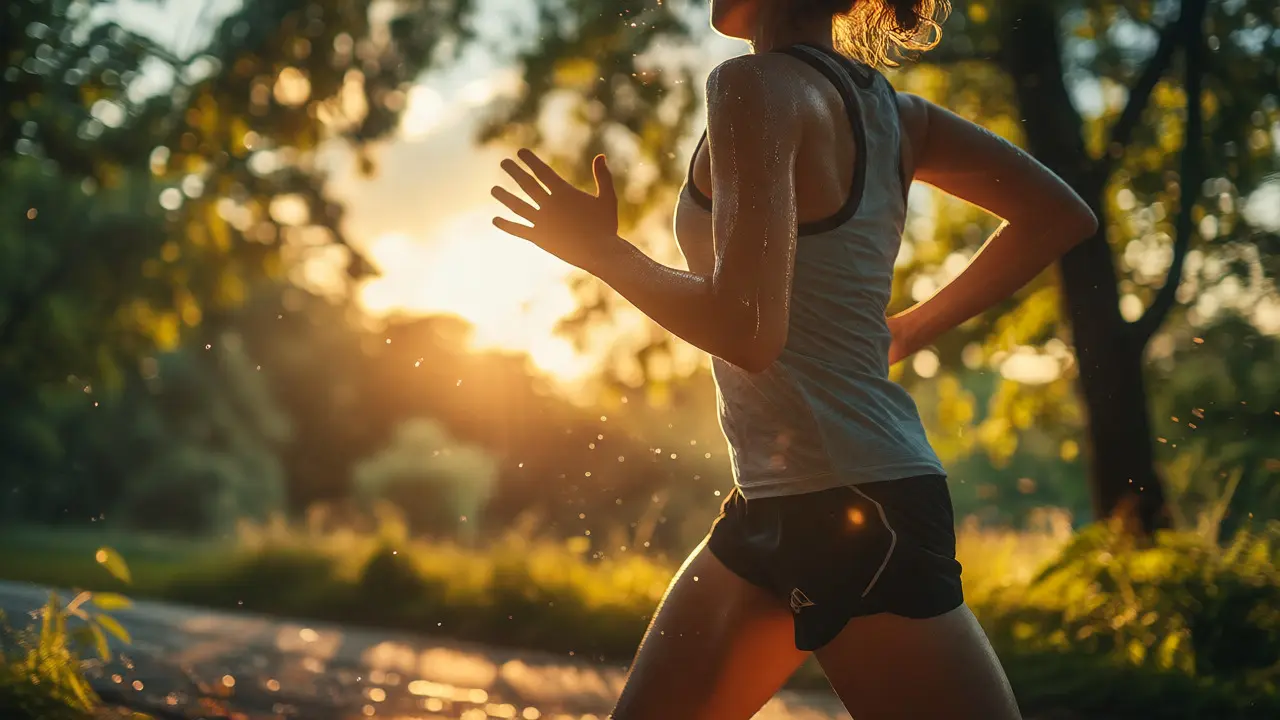 Jogger bei Sonnenuntergang zur Stoffwechselanregung