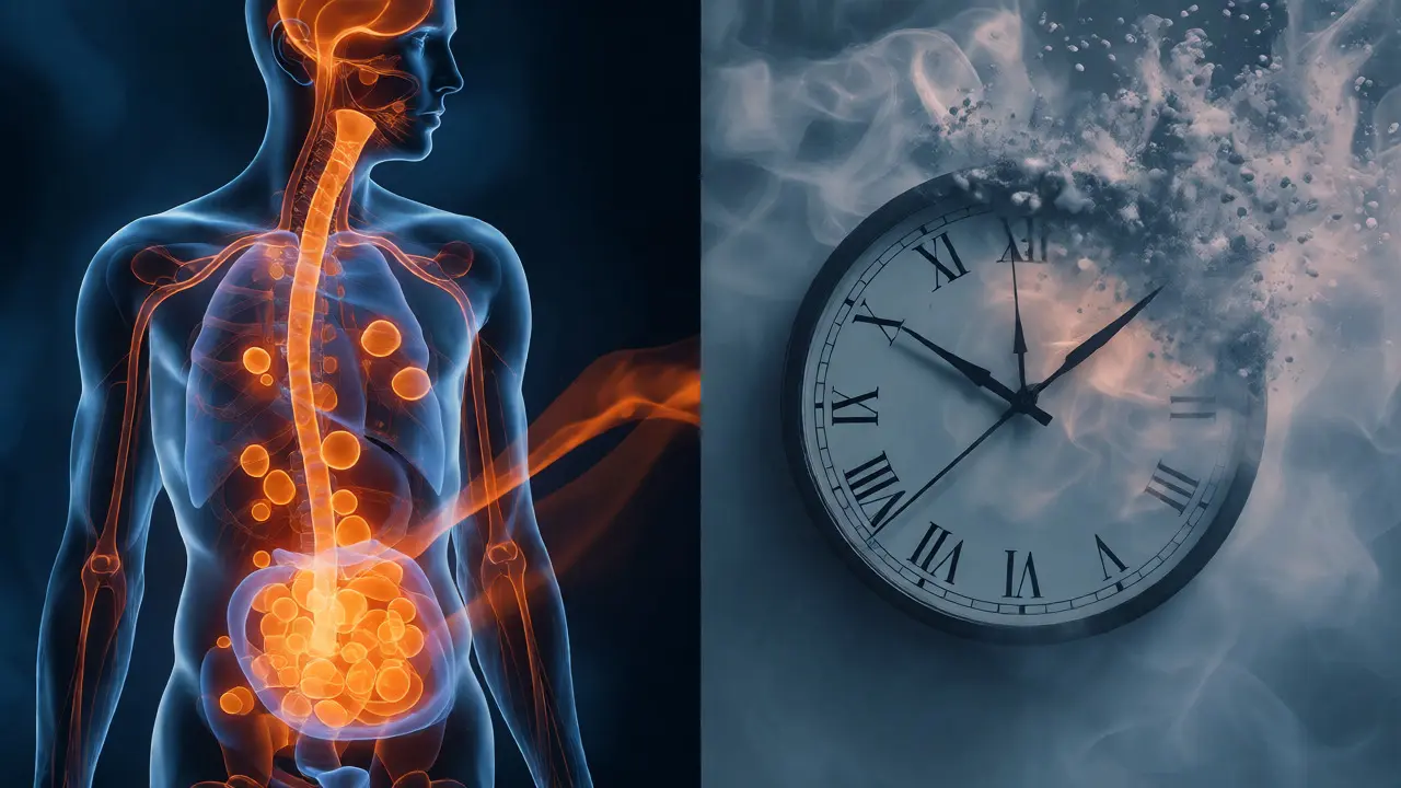 Konzeptuelle Darstellung von HHC-Metabolismus und Zeitablauf im Körper