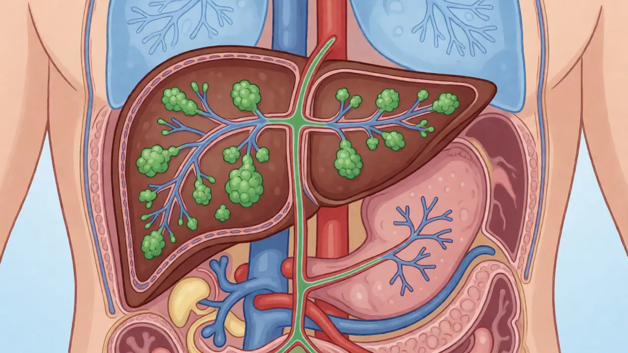 Medizinische Illustration des Stoffwechsels im Körper, die den Abbau von CBD-Molekülen durch Enzyme zeigt.