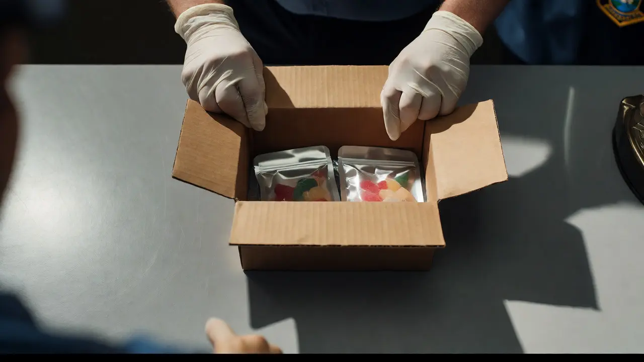 Official inspection of a package containing gummy supplements