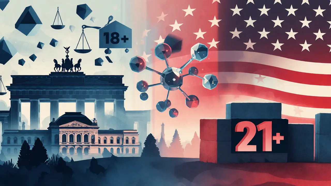 Konzeptgrafik zu Altersgrenzen für HHC in Europa und den USA