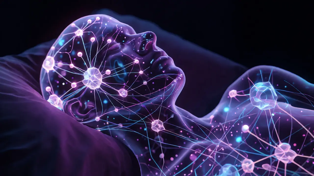 Leuchtendes Netzwerk des Endocannabinoid-Systems im Körper