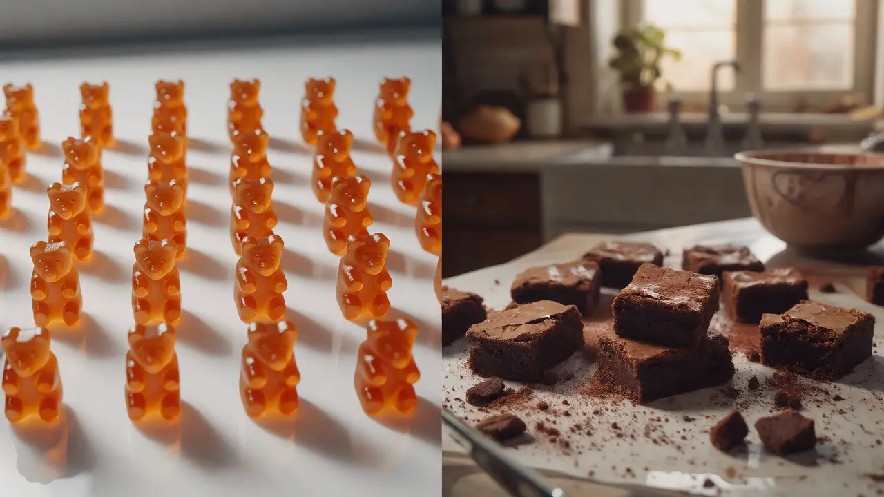 Vergleich zwischen präzisen industriellen Gummibärchen und ungleichmäßigen Brownies
